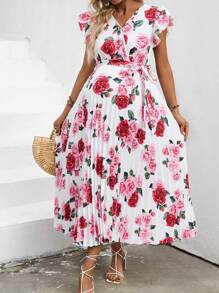 SHEIN 孕妇优雅裹身派对连衣裙 - 白色 - 查看 5