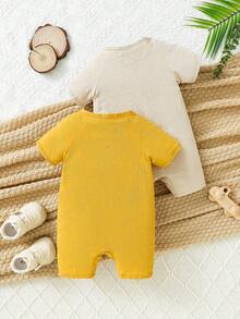 Cơ bản Giải trí Thoải mái Mùa hè Hai chiếc Bộ Với Nghiêng Không nút Và , Màu Khaki Và gừng Vàng - Nhiều màu - Xem 2