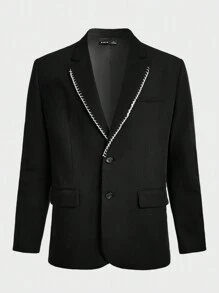 Manfinity VCAY Men'S Color Block Lapel Slim Fit Suit Jacket
