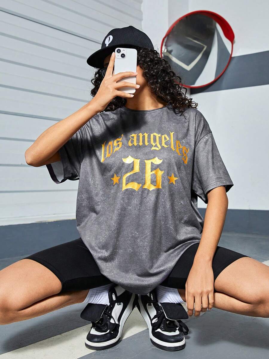 Cô gái Đan In thư Áo thun Và Bộ quần short - Nhiều màu - Xem 1