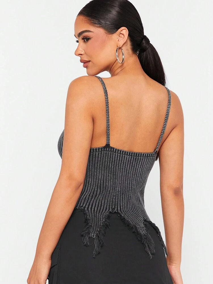 Women's Distressed Detail Knitted Sweater