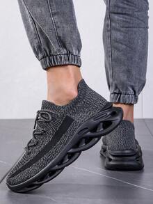 Women's Fashionable Color Block Lace-Up Outdoor Sports Shoes With Non-Slip, Wear-Resistant, Breathable, Sweat-Absorbing, One-Click And Lightweight Features - Black - View 1