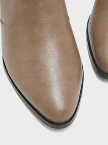 時尚女式短靴 - 卡其色 - 查看 5