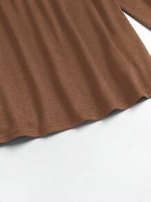 SHEIN LUNE Plus Size Women's Off Shoulder Long Sleeve T-Shirt - Brown - View 5