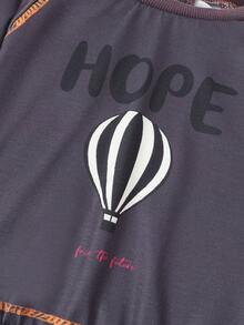 嬰兒男寶寶熱氣球印花連帽衫和褲子套裝 - 灰色 - 查看 6