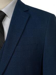 Furuyal Men's Plaid Suit Three Pieces Set With Suit Vest And Pants - Dusty Blue - View 6