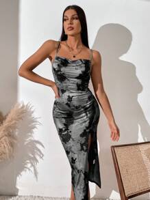 Calvaya Women's Tie-Dye High Slit Cami Dress Maxi Women Outfit