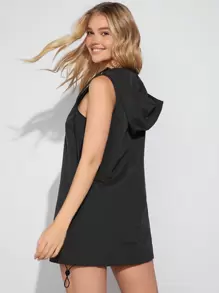 SHEIN EZwear Vrouwen Effen kleur Trekkoord Hoodie-jurk