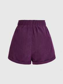 ROMWE Hippie Women's Pattered Shorts With Celestial Embroidery Of Sun, Moon & Stars - Purple - View 2