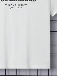 SHEIN Tween Boys' Casual Comfortable Round Neck T-Shirt - White - View 4