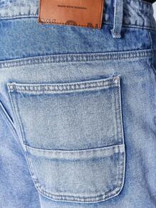 SUMWON 寬鬆版型牛仔褲,帶有曲線面板 - 藍色 - 查看 5