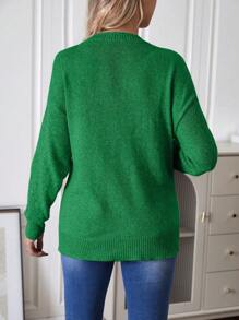 SHEIN Maternity Drop Shoulder Long Sleeve Sweater, For Winter - Green - View 2