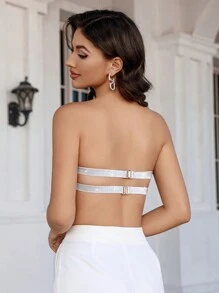 Zolique Glitter Bandeau Top - Silver - View 2