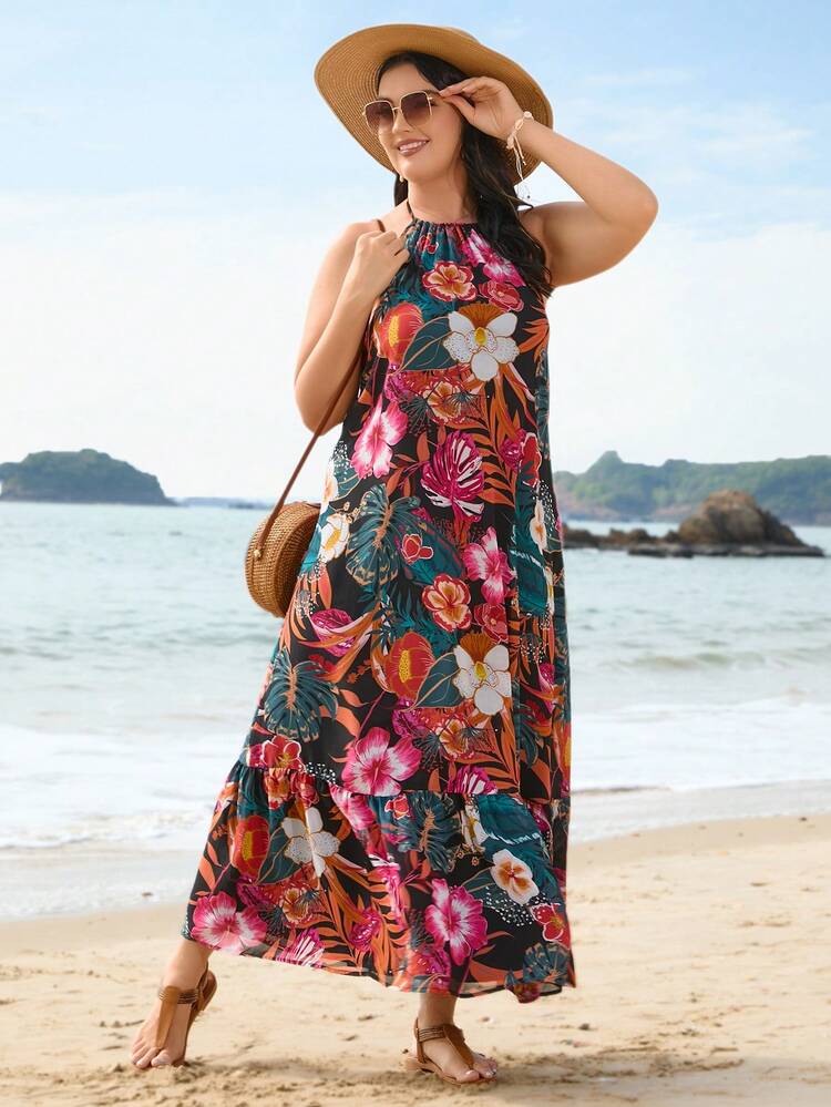 Plus-Size Beach Holiday Backless Dress