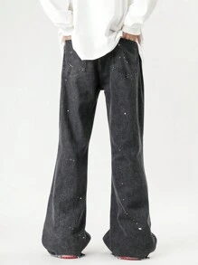 ROMWE MEN Street Life 男士喇叭牛仔褲 - 淺灰色 - 查看 2