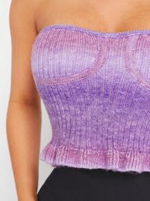 Hauture Top De Tubo Con Dobladillo Con Volantes Y Punto Tipo Jersey Ombré