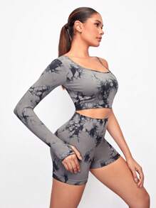 VARSITIE Sports  Yoga Basic Chest Cup&Prints With TANK TOP AND LEGGING  SET - Black - View 3