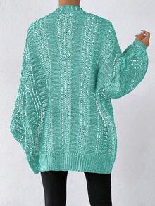 Chiquease Women's Drop Shoulder Long Sleeve Blend Cardigan - Mint Green - View 2
