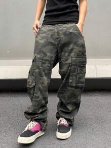 Manfinity EMRG 男士迷彩工装牛仔裤，迷彩长款宽松洗水工装牛仔裤，适合丈夫、男朋友的礼物