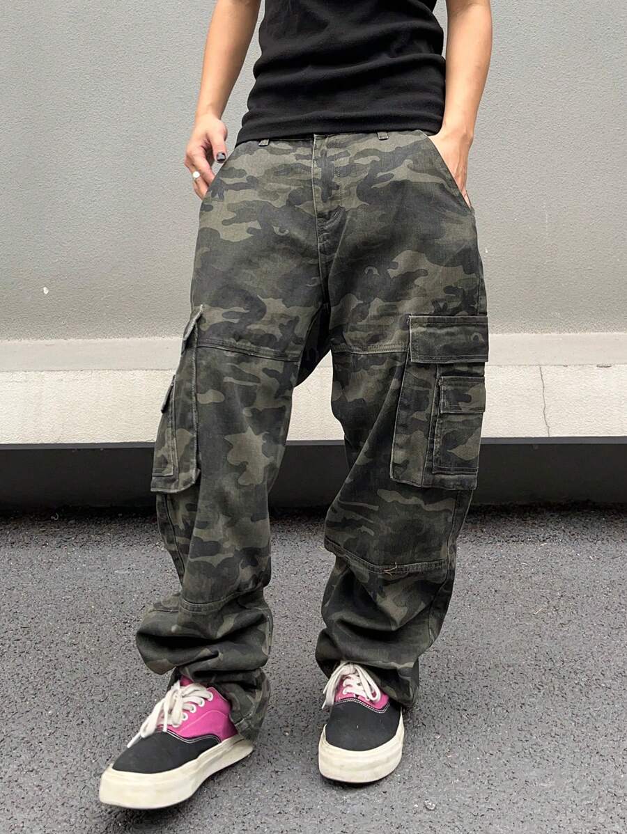 Manfinity EMRG 男士迷彩工装牛仔裤，迷彩长款宽松洗水工装牛仔裤，适合丈夫、男朋友的礼物