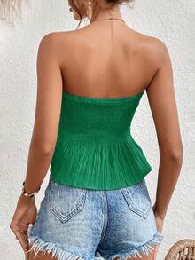 SHEIN Frenchy Áo ngực quây Nếp uốn Áo lót - màu xanh lá - Xem 2