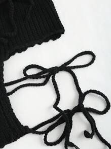 SHEIN Unity 女士針織空心交叉肩帶背心上衣 - 黑色 - 查看 5