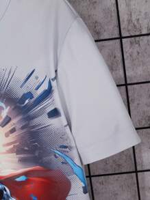 SHEIN Explorewe 男孩酷炫時尚 2 件套卡通人物印花圓領短袖 T 卹套裝 - 彩色 - 查看 5