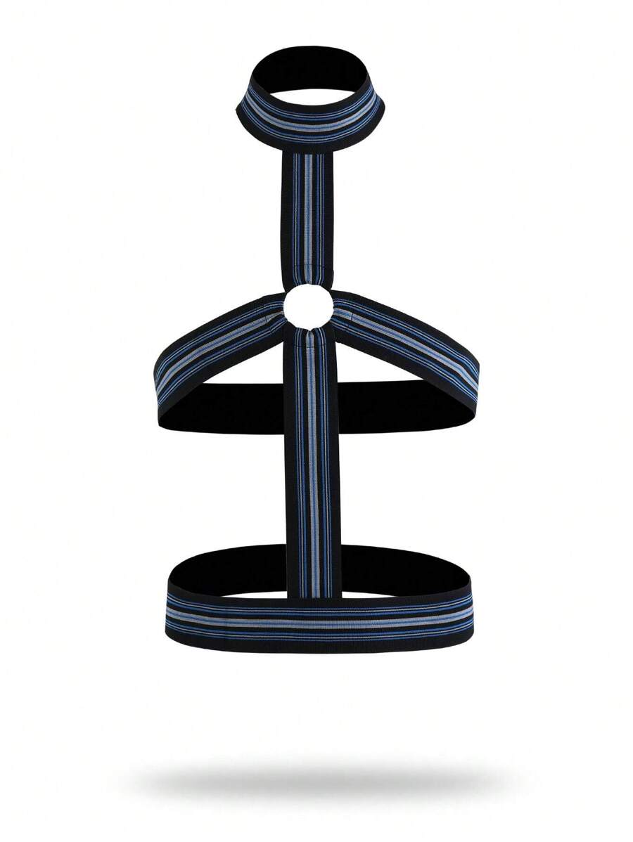 男士條紋編織帶束縛帶,適用於內衣配件 - 彩色 - 查看 1