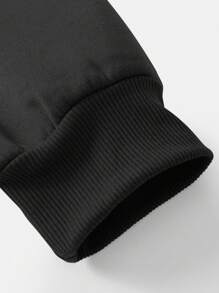 SHEIN LUNE 大尺寸字母印花圓領套頭衫 - 黑色 - 查看 5