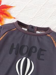 嬰兒男寶寶熱氣球印花連帽衫和褲子套裝 - 灰色 - 查看 7