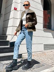 EURMUSE Women'S Thickened Lined Jacket - Brown - View 3