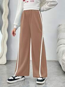 Tween Girls' Colorblock Loose Fit Casual Sweatpants - Khaki - View 4