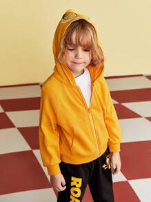 GARFIELD | SHEIN 幼童男童卡通刺繡連帽外套 - 黃色 - 查看 5
