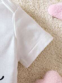 嬰女口號印花連身衣 - 白色 - 查看 5