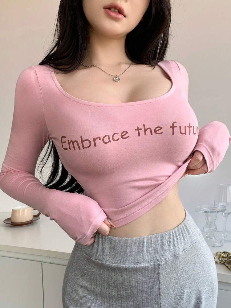 Letter Print Long Sleeve T-Shirt