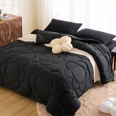 1 pieza Edredón todo-temporada con patrón floral esponjoso y cálido, inserto de edredón alternativo suave como una nube, apto para camas individuales, dobles, queen y king, certificado Oeko-Tex