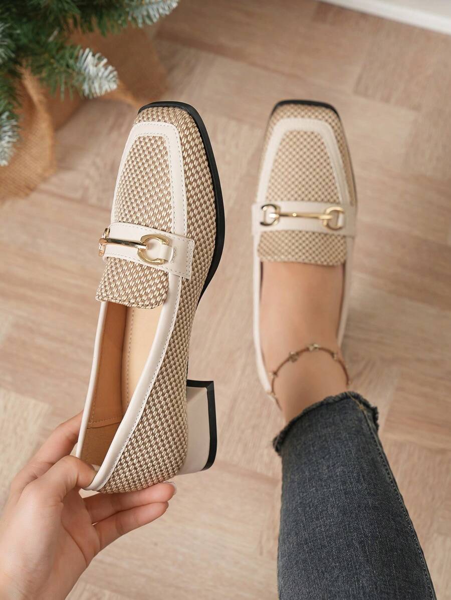 Spring/Summer New Arrival Embroidered Chunky/ Mid-Heel Square Toe Loafers With British Style, Fairy Women'S Shoes