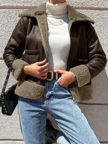 EURMUSE Women'S Thickened Lined Jacket - Brown - View 5