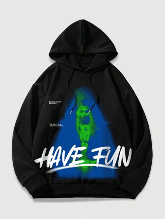 Grunge Punk Herren Sweatshirt Mit Porträt Druck