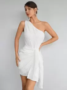 Aloruh Váy quấn vai hở bèo nhún Jacquard lãng mạn dành cho nữ, phù hợp cho đám cưới, kỳ nghỉ xuân/hè - trắng - Xem 4