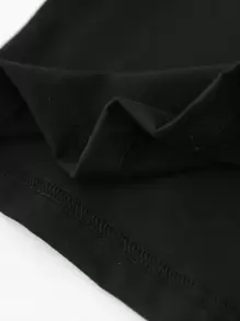 SHEIN Tween Boy 1pc Basic Round Neck Short Sleeve T-Shirt With Heart Print Summer Holiday - Black - View 4