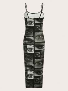 SHEIN ICON Eye & Lip Print Cami Bodycon Dress