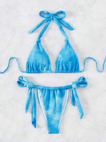 SHEIN Swim Dames Tie-Dye Halter Halter Bikini Set Zomer