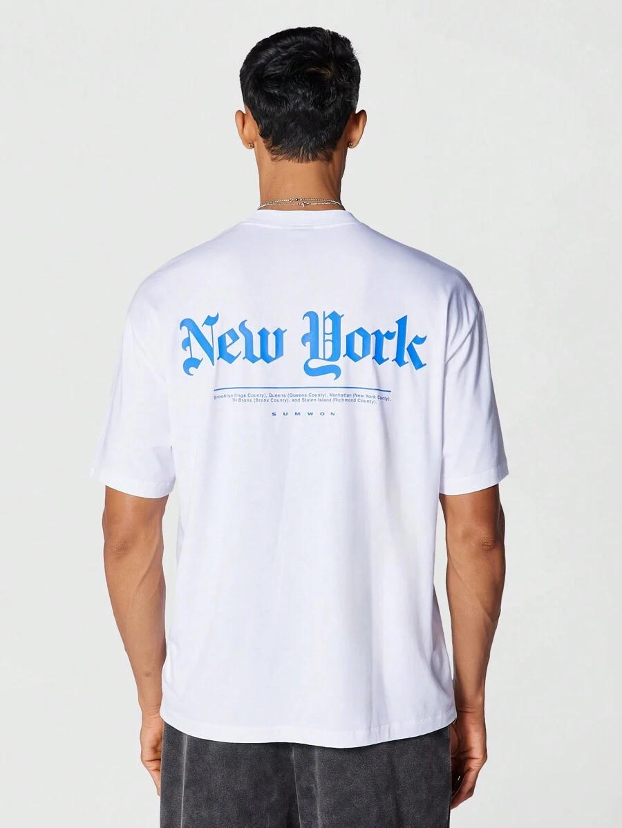 SUMWON Tee With Front And Back Graphic Print - White - View 1
