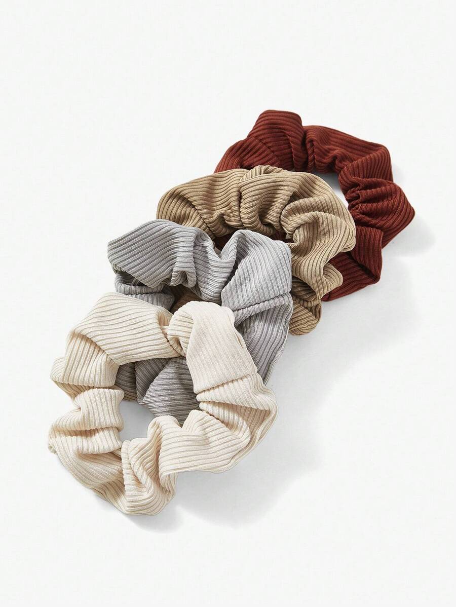 SHEIN Belle Simple And Stylish Solid Color Fabric Hair Scrunchies In Four Colors Elegant - Multicolor - View 1