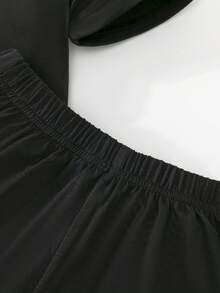 2入組嬰兒女孩休閒簡約運動趣味印花套裝,春夏大放異彩 - 黑色 - 查看 3