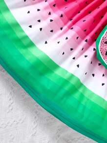 SHEIN Abito Giovane Ragazza Carina Con Stampa Acquerello A Tema Anguria Con Borsa Coordinata - Multicolore - Visualizzare 4