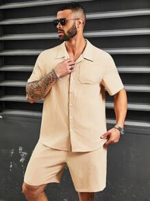 Manfinity Homme Two-Piece Set Of Men'S Plus Size Solid Color Casual Apparel