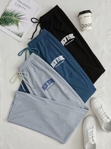 3件套家居舒适长裤，字母图案，秋冬服装 - 彩色 - 查看 1