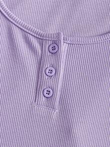 SHEIN 適合青少女穿著的運動街頭針織純色圓領長袖連身褲，2件裝 - 淡紫色 - 查看 3